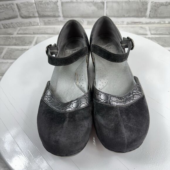 Dansko Sally Women's Size 39 -8.5/9 US Black Suede Leather Mary Jane Clogs - Picture 10 of 13